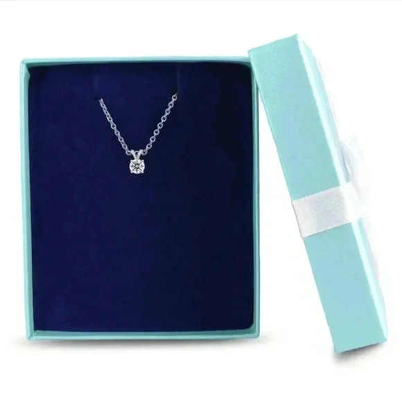 1/4 Carat Lab-Grown Diamond Solitaire Necklace In Sterling Silver 18" chain - Picture 3 of 4